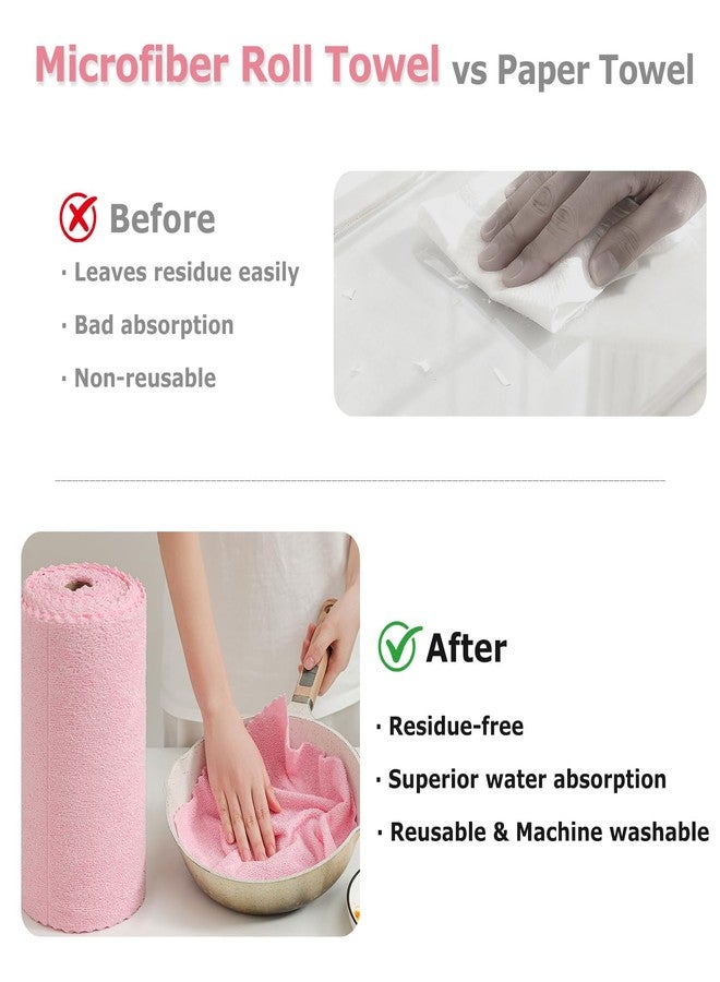 JessyHome Jessy Home 80 Pack Reusable Paper Towels Pink Microfiber Cleaning Cloth Roll 12"x12" Microfiber Towels, Tear Away Cloth for Cars,Wash Cloths,Lint Free Rags for House,Kitchen,Window,Cleaning Supplies - Image 5